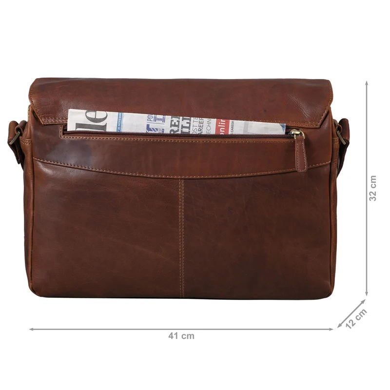 "Tom" Vintage Leder Umhängetasche mit 15 Zoll Laptopfach für Damen und Herren