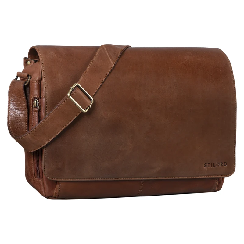 "Tom" Vintage Leder Umhängetasche mit 15 Zoll Laptopfach für Damen und Herren