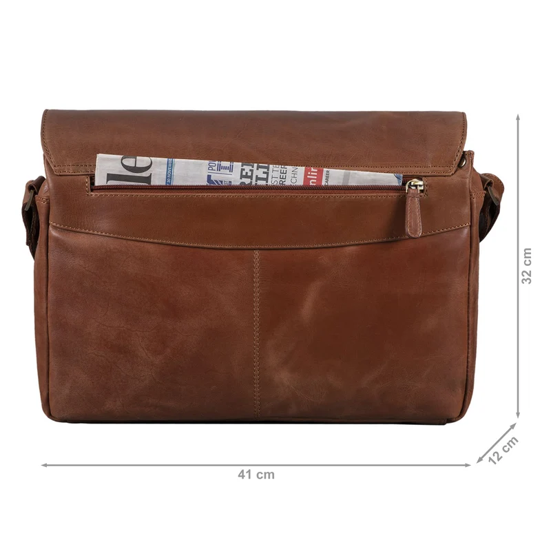 "Tom" Vintage Leder Umhängetasche mit 15 Zoll Laptopfach für Damen und Herren