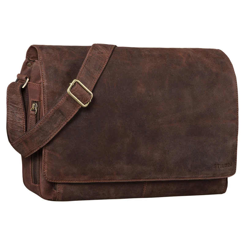 "Tom" Vintage Leder Umhängetasche mit 15 Zoll Laptopfach für Damen und Herren