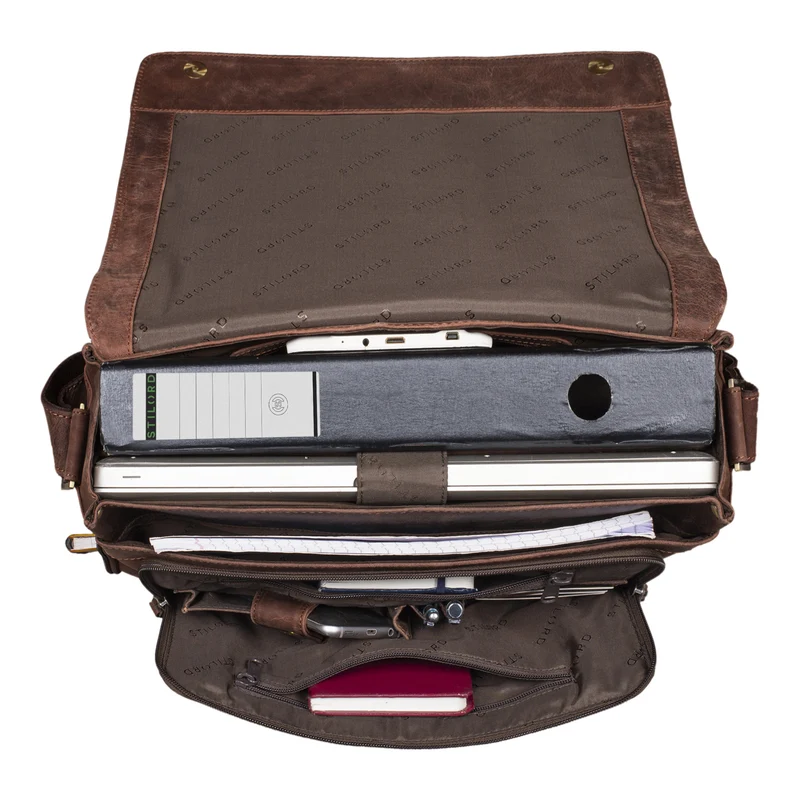 "Tom" Vintage Leder Umhängetasche mit 15 Zoll Laptopfach für Damen und Herren
