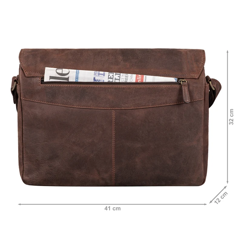 "Tom" Vintage Leder Umhängetasche mit 15 Zoll Laptopfach für Damen und Herren