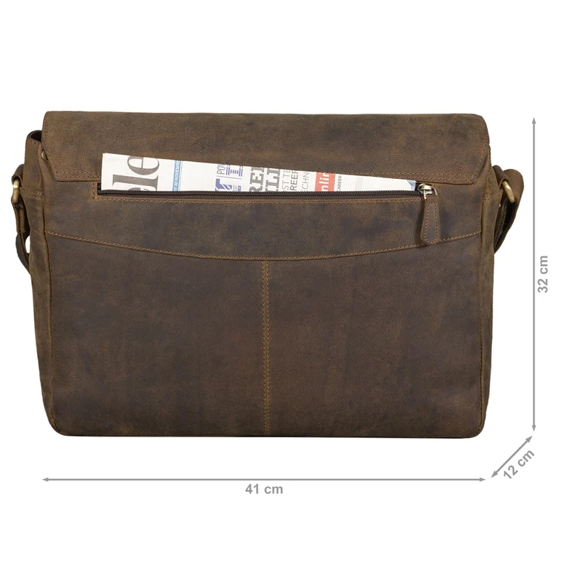 "Tom" Vintage Leder Umhängetasche mit 15 Zoll Laptopfach für Damen und Herren