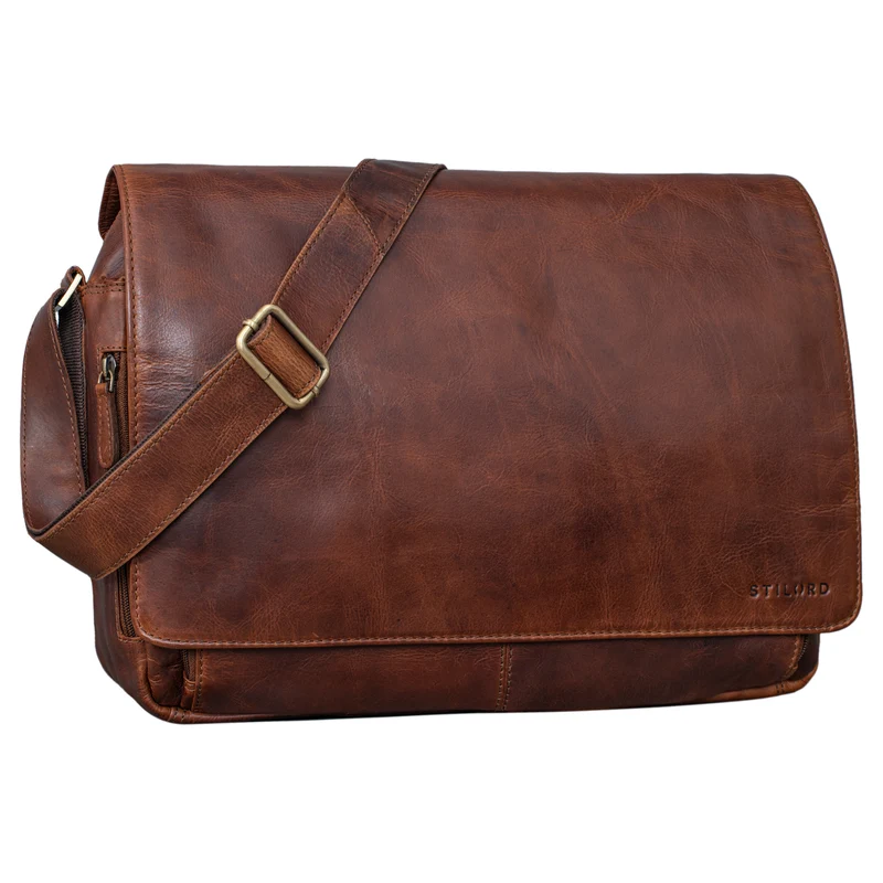 "Tom" Vintage Leder Umhängetasche mit 15 Zoll Laptopfach für Damen und Herren