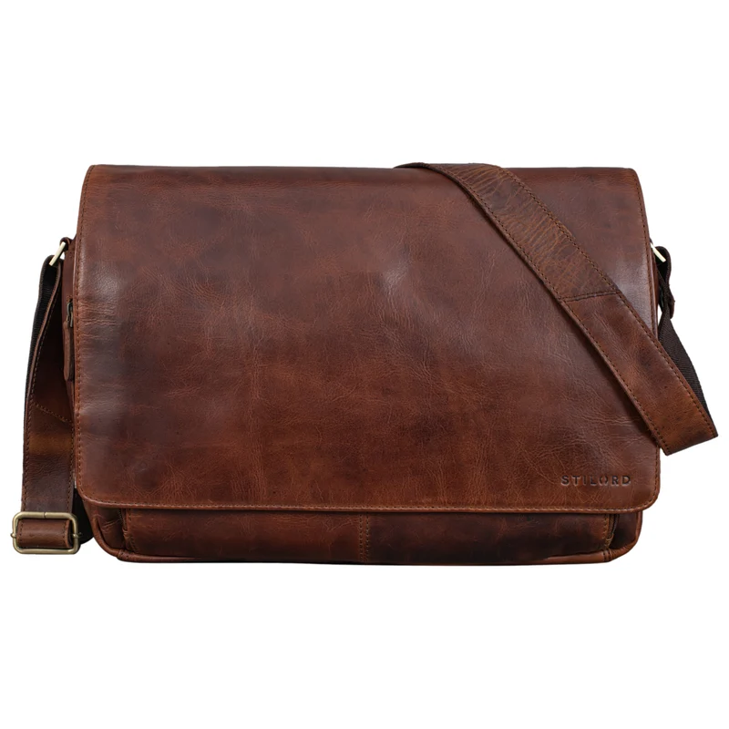 "Tom" Vintage Leder Umhängetasche mit 15 Zoll Laptopfach für Damen und Herren
