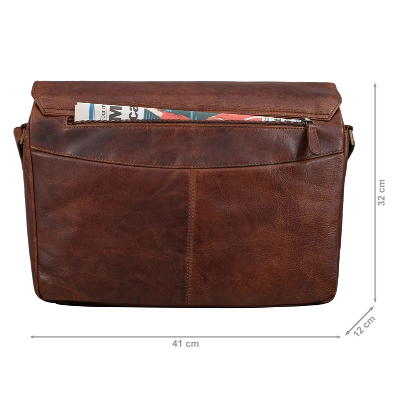 "Tom" Vintage Leder Umhängetasche mit 15 Zoll Laptopfach für Damen und Herren
