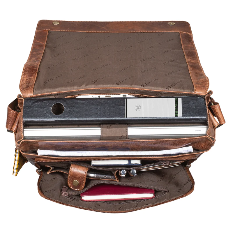 "Tom" Vintage Leder Umhängetasche mit 15 Zoll Laptopfach für Damen und Herren