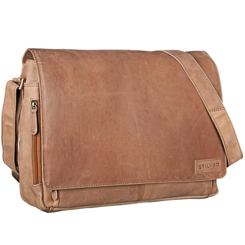 "Rick" Schultertasche Leder für 15,6 Zoll Laptop