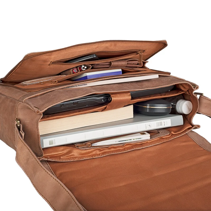 "Rick" Schultertasche Leder für 15,6 Zoll Laptop