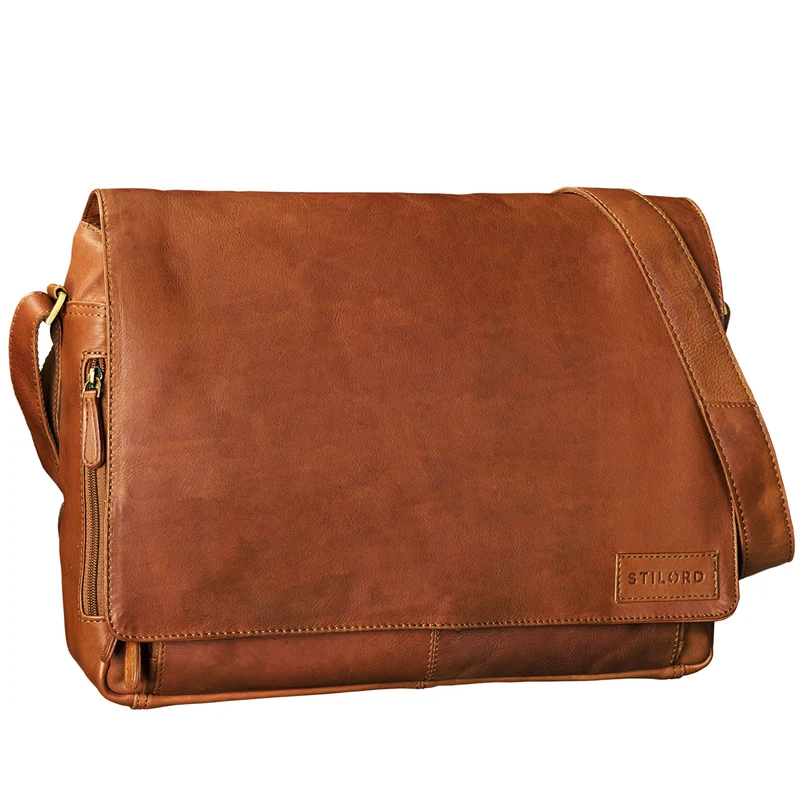 "Rick" Schultertasche Leder für 15,6 Zoll Laptop