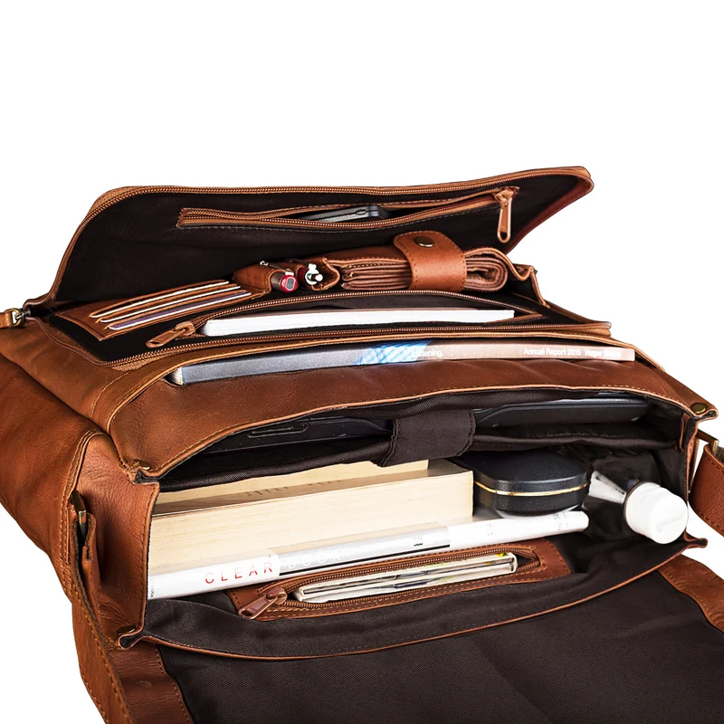 "Rick" Schultertasche Leder für 15,6 Zoll Laptop