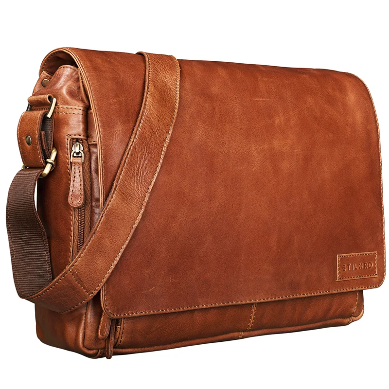 "Rick" Schultertasche Leder für 15,6 Zoll Laptop