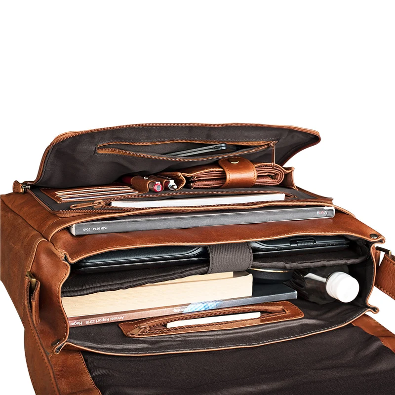 "Rick" Schultertasche Leder für 15,6 Zoll Laptop
