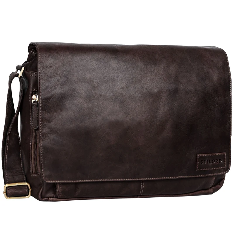 "Rick" Schultertasche Leder für 15,6 Zoll Laptop