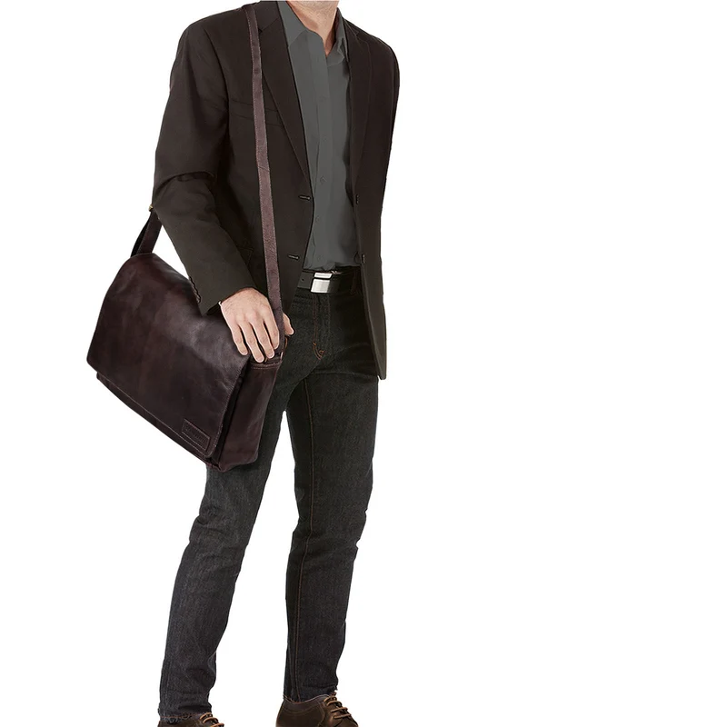 "Rick" Schultertasche Leder für 15,6 Zoll Laptop