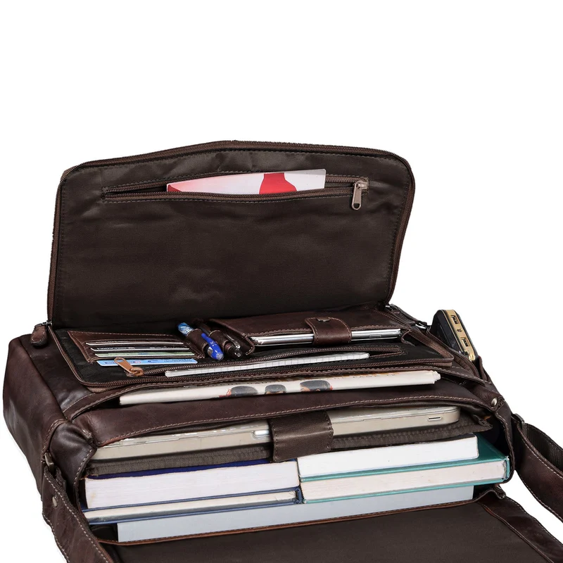 "Rick" Schultertasche Leder für 15,6 Zoll Laptop