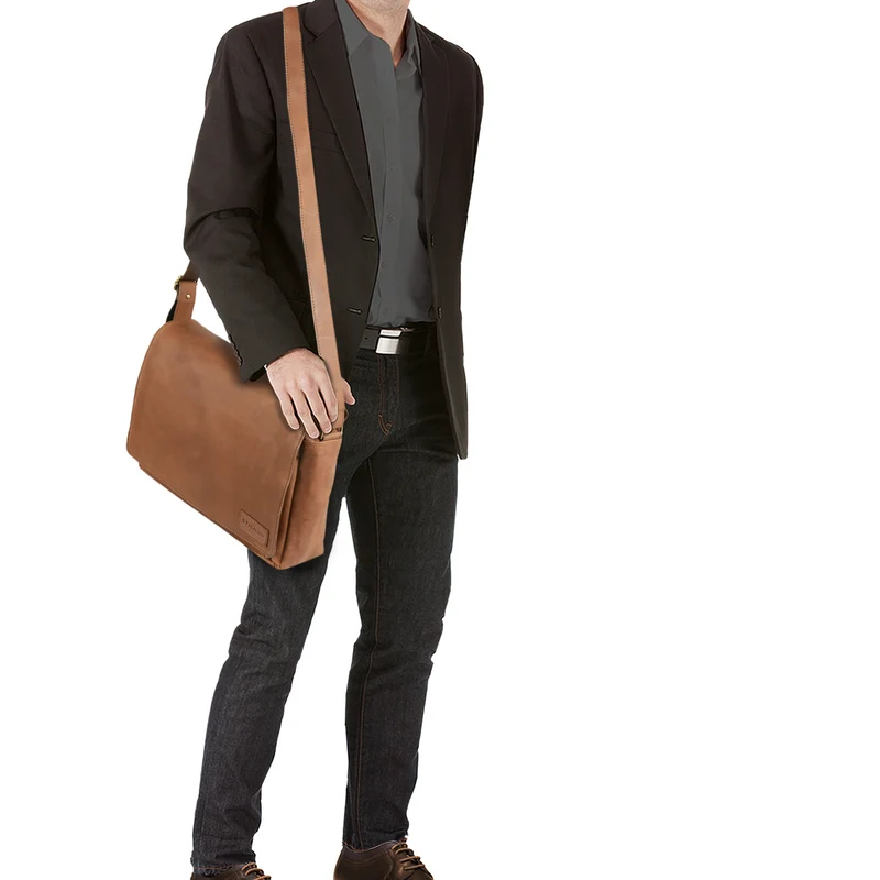 "Rick" Schultertasche Leder für 15,6 Zoll Laptop