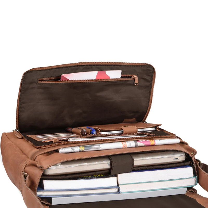 "Rick" Schultertasche Leder für 15,6 Zoll Laptop