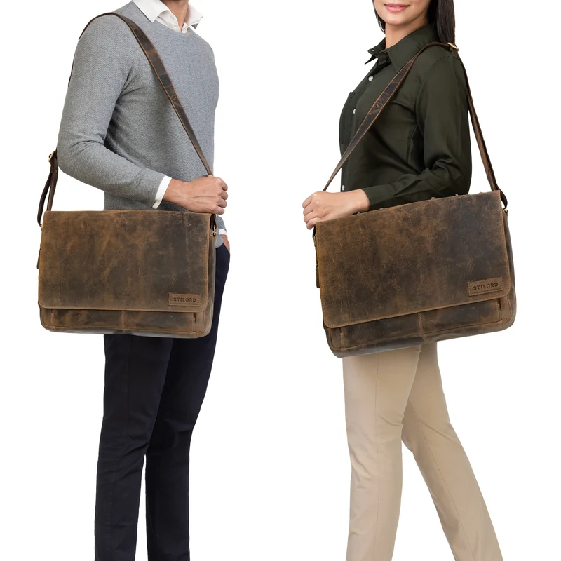 "Rick" Schultertasche Leder für 15,6 Zoll Laptop