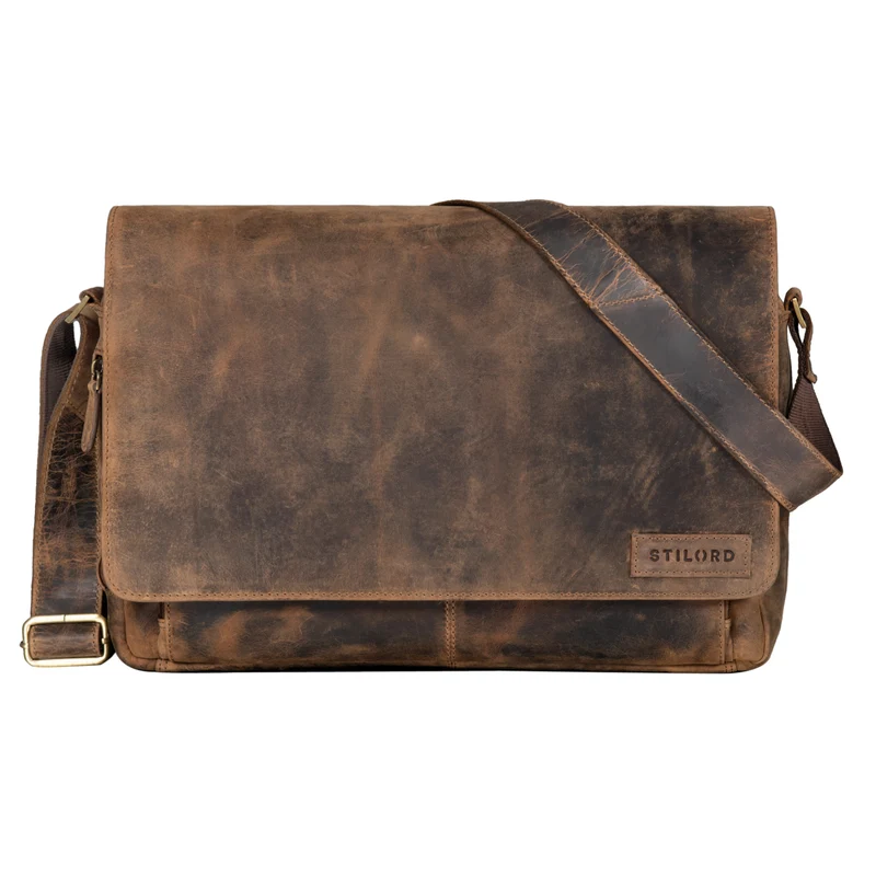"Rick" Schultertasche Leder für 15,6 Zoll Laptop