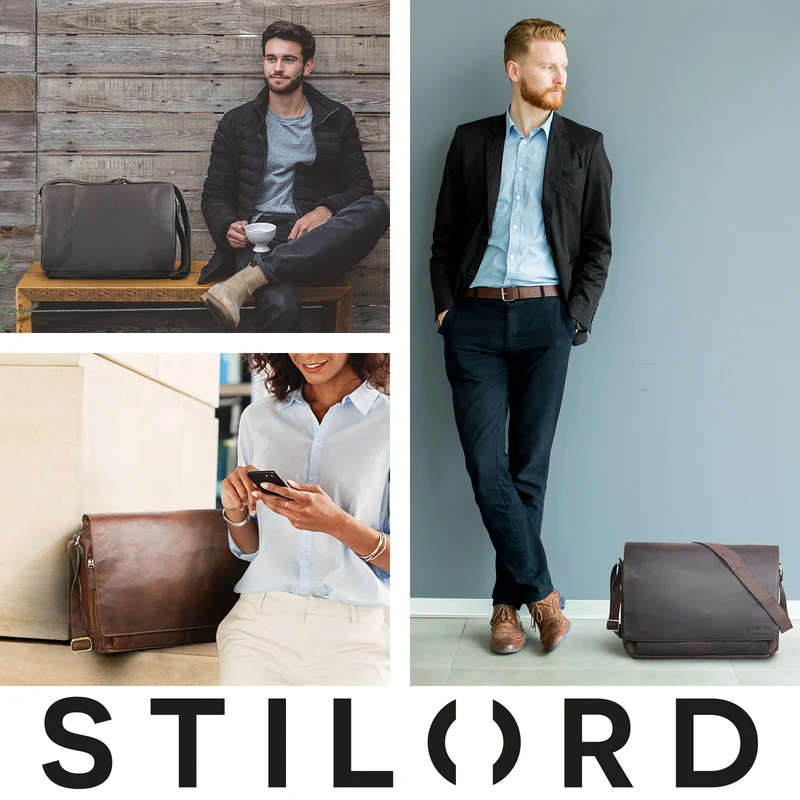 "Rick" Schultertasche Leder für 15,6 Zoll Laptop