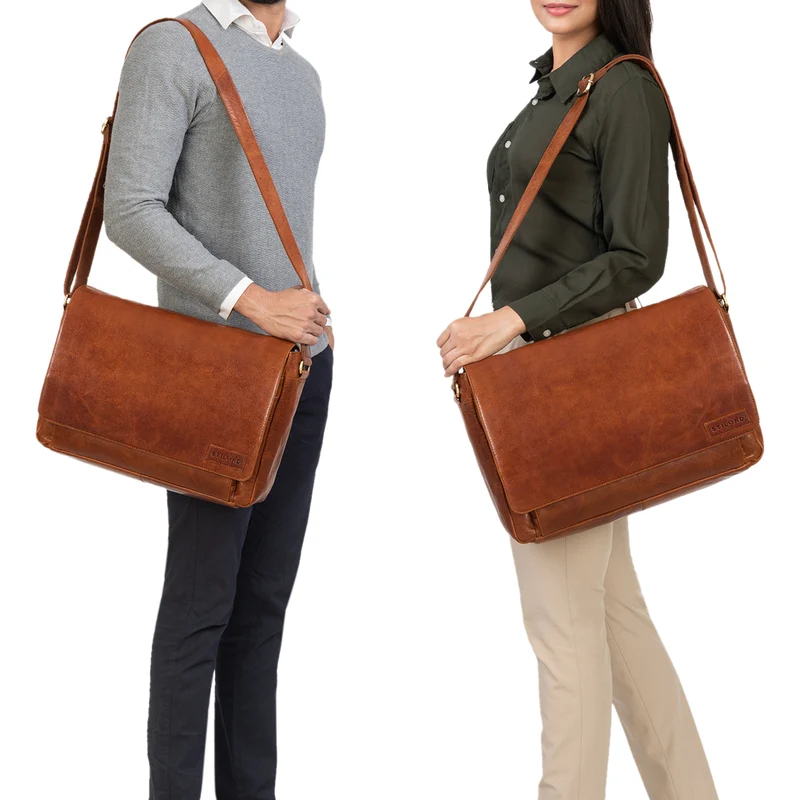"Rick" Schultertasche Leder für 15,6 Zoll Laptop