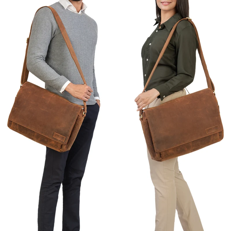"Rick" Schultertasche Leder für 15,6 Zoll Laptop