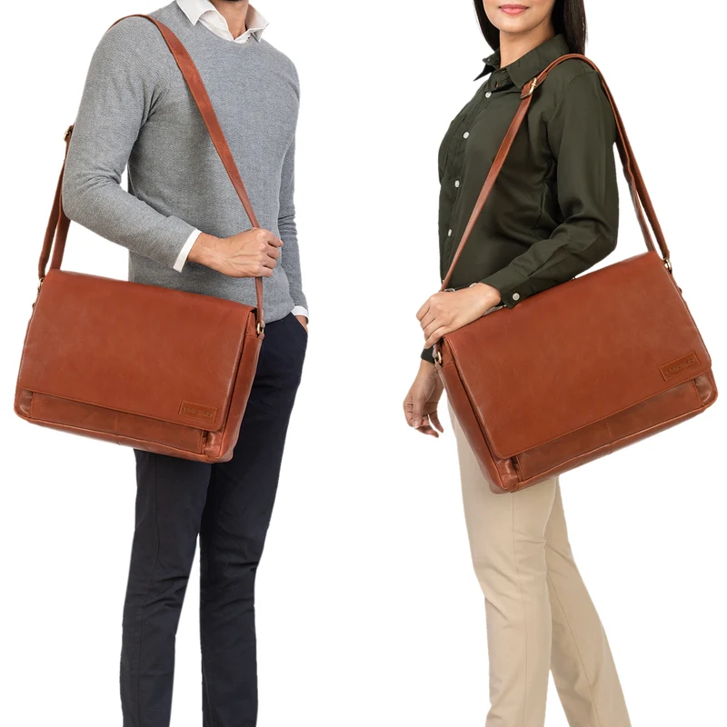 "Rick" Schultertasche Leder für 15,6 Zoll Laptop