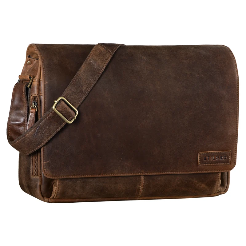"Rick" Schultertasche Leder für 15,6 Zoll Laptop