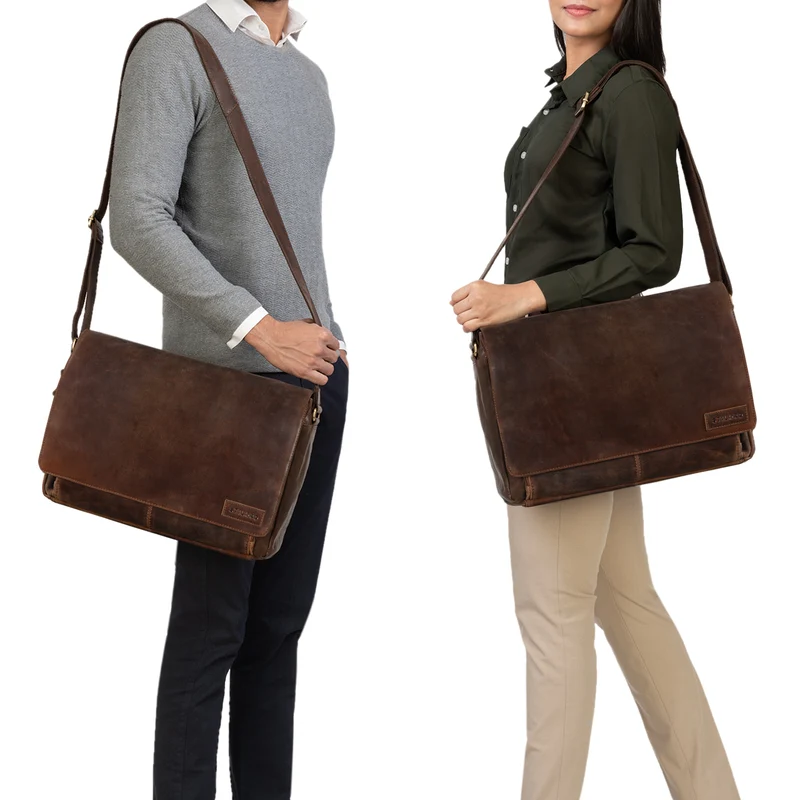 "Rick" Schultertasche Leder für 15,6 Zoll Laptop