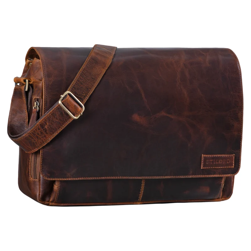 "Rick" Schultertasche Leder für 15,6 Zoll Laptop
