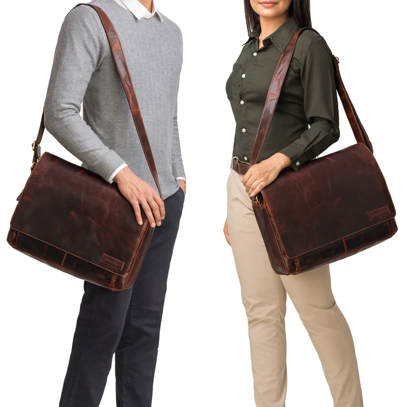 "Rick" Schultertasche Leder für 15,6 Zoll Laptop