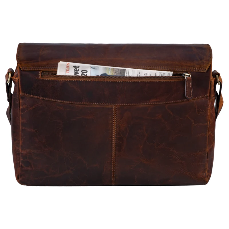 "Rick" Schultertasche Leder für 15,6 Zoll Laptop