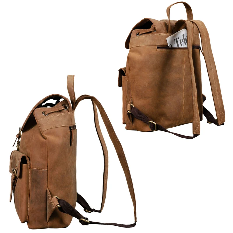 "Nora" Großer Lederrucksack Vintage für Damen und Herren