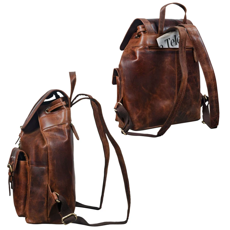 "Nora" Großer Lederrucksack Vintage für Damen und Herren