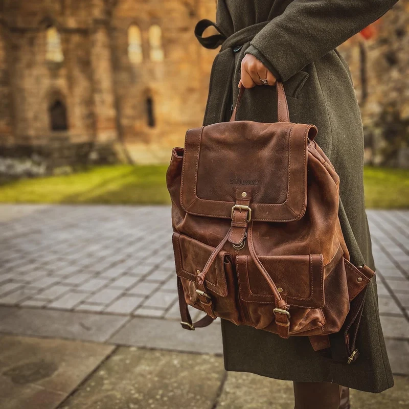 "Nora" Großer Lederrucksack Vintage für Damen und Herren