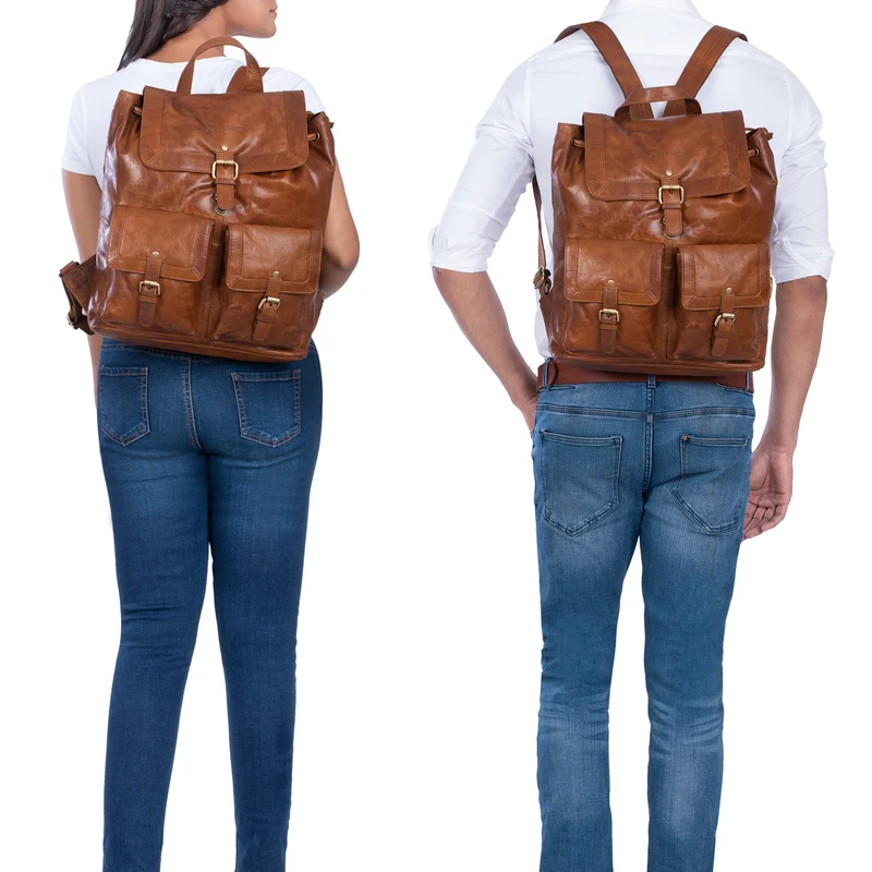 "Nora" Großer Lederrucksack Vintage für Damen und Herren