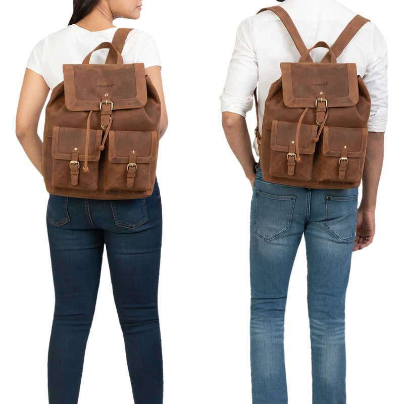 "Nora" Großer Lederrucksack Vintage für Damen und Herren