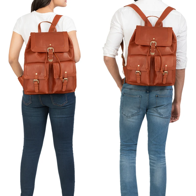 "Nora" Großer Lederrucksack Vintage für Damen und Herren