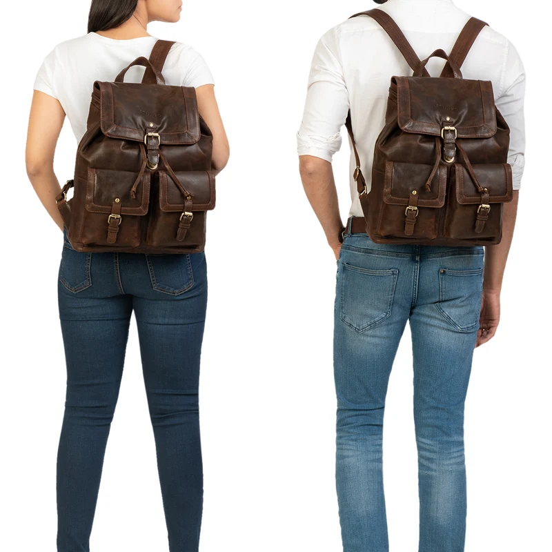 "Nora" Großer Lederrucksack Vintage für Damen und Herren