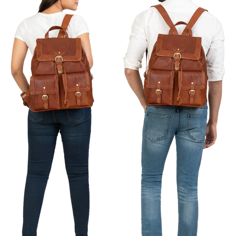 "Nora" Großer Lederrucksack Vintage für Damen und Herren