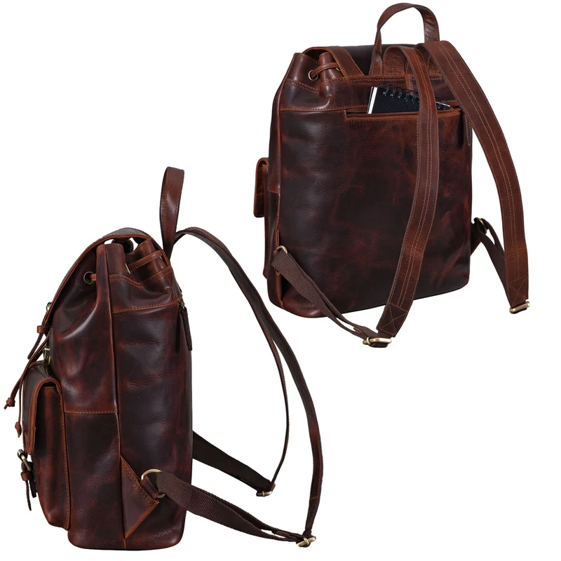 "Nora" Großer Lederrucksack Vintage für Damen und Herren