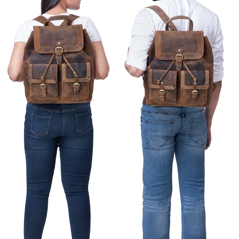 "Nora" Großer Lederrucksack Vintage für Damen und Herren