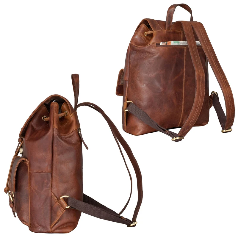 "Nora" Großer Lederrucksack Vintage für Damen und Herren