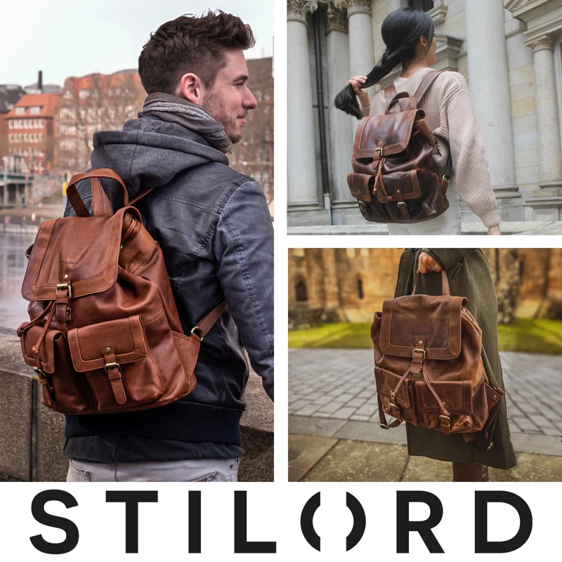 "Nora" Großer Lederrucksack Vintage für Damen und Herren