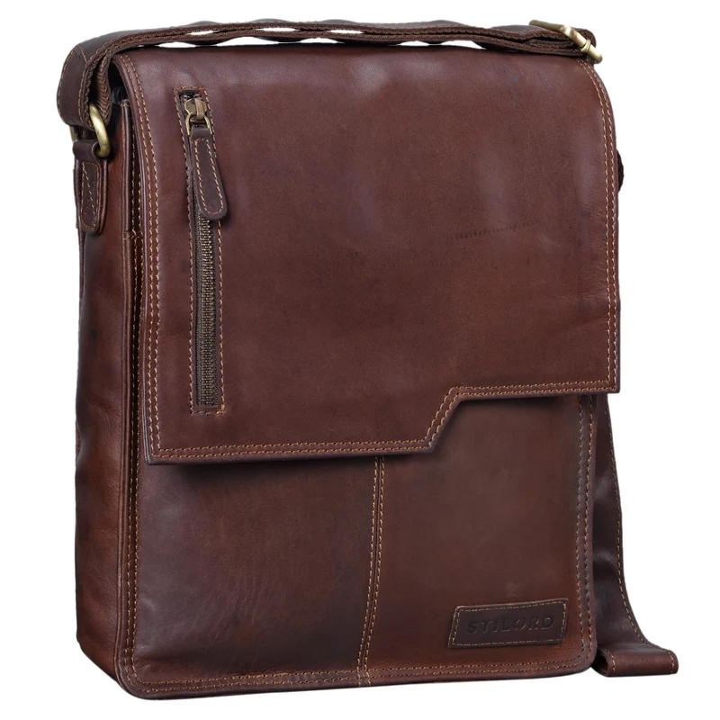 "Mario" Messenger Bag Leder Hochformat