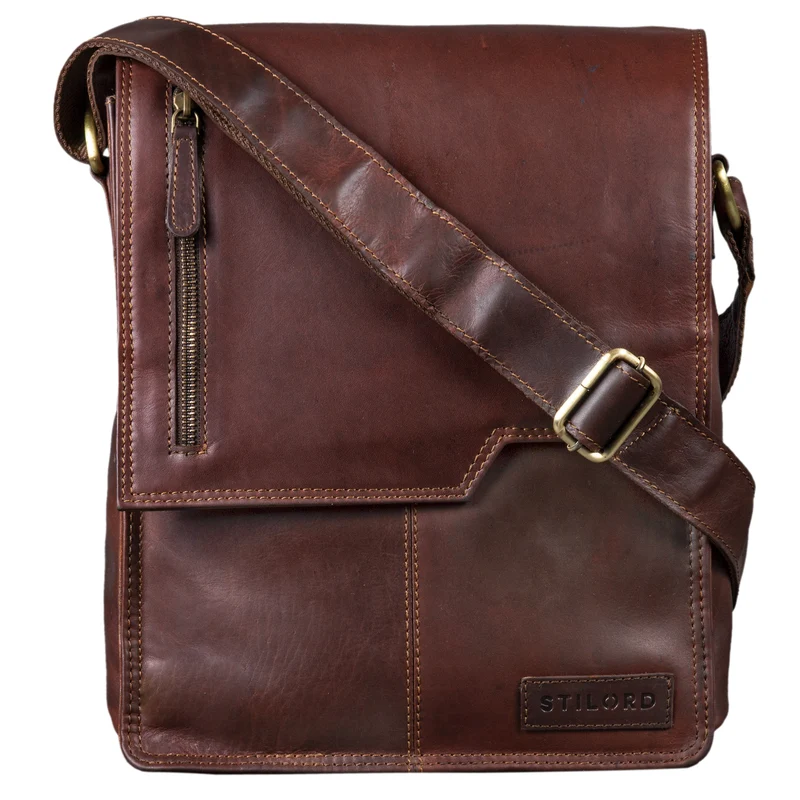 "Mario" Messenger Bag Leder Hochformat