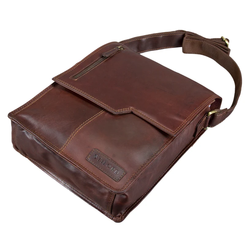 "Mario" Messenger Bag Leder Hochformat