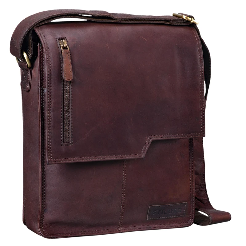 "Mario" Messenger Bag Leder Hochformat