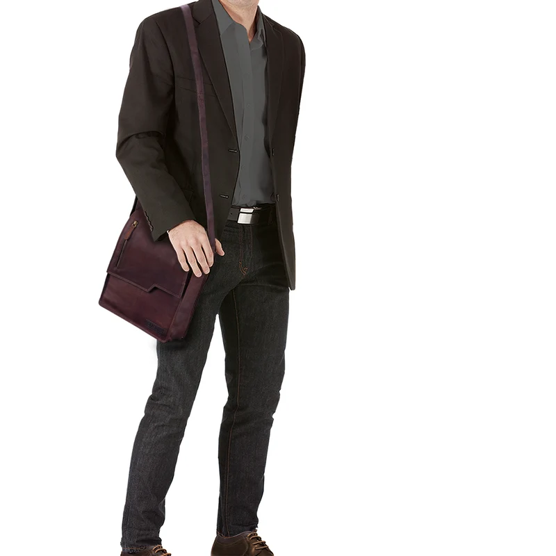 "Mario" Messenger Bag Leder Hochformat